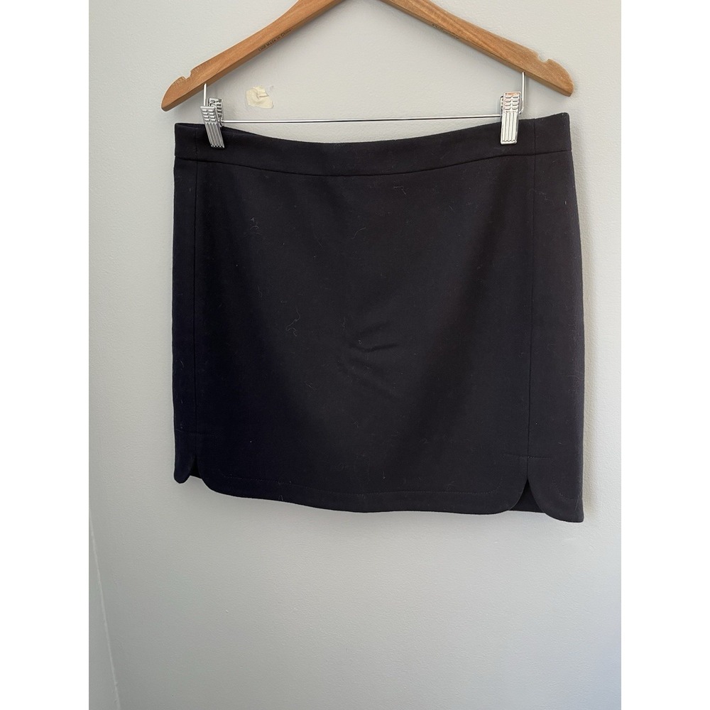 J.CREW Women's Mini Skirt Navy Blue Size 12 Wool‎ Blend Lined Back Zipper